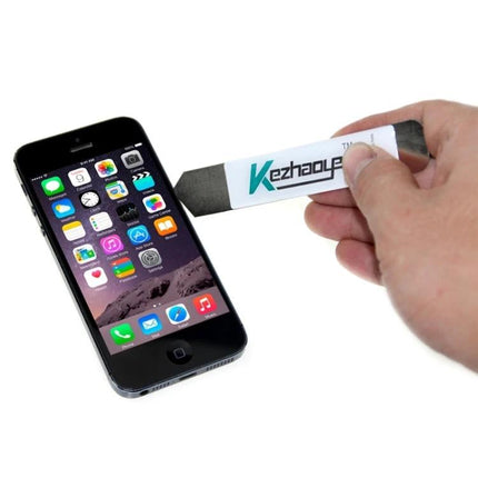 Thin Pry Blade Tool for Opening Smartphone and Tablet Casings being used to gently open an iPhone casing for repair