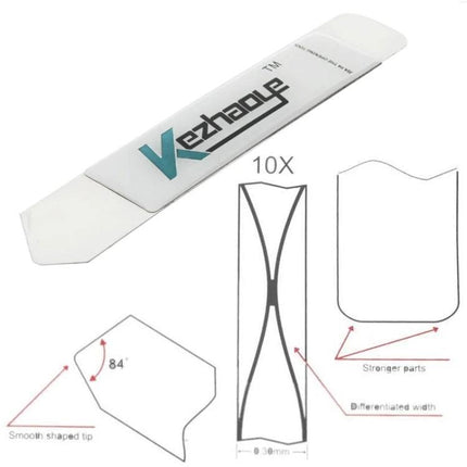 Thin Pry Blade Tool for Opening Smartphone and Tablet Casings - white plastic pry blade with tapered tip and strength diagram