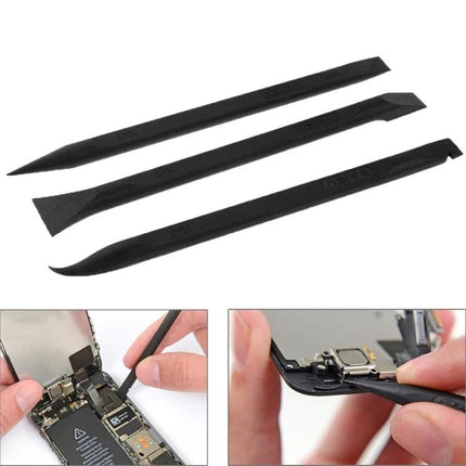 Baku Anti-Static Pry Tools for Phone Repair and Cable Replacement - three black anti-static plastic pry tools shown opening smartphone and lifting components