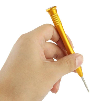 Professional Torx Screwdriver for iPhone and Mobile Device Repair - gold precision screwdriver held in hand for screen and battery fixes