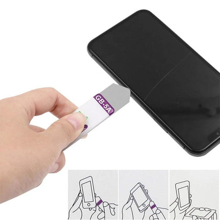 Stainless Steel Tools for LCD Screen Removal on Phones and Tablets - hand using metal pry tool to lift smartphone screen