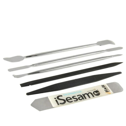 Professional 10-Piece Tool Set for Mobile Device Disassembly showing pry tools, metal spudgers, and plastic openers for smartphone and tablet repair