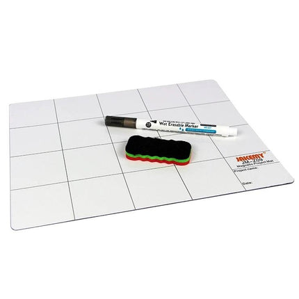 JAKEMY 25cm x 20cm Magnetic Mat with Marker for Phone Repair - white magnetic parts organizer mat with marker and sponge grid