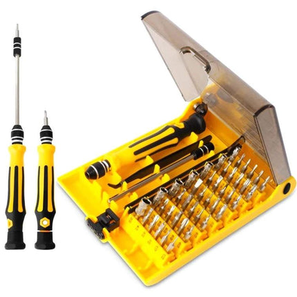 45-in-1 Screwdriver Repair Tool Set for Electronics Maintenance - yellow precision screwdriver kit with 45 bits and magnetic handle