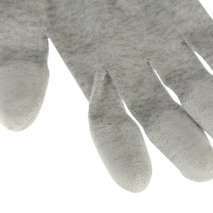 Universal Size Anti-Static Gloves for Electronic Repair in Grey - close-up non-slip textured fingertip view