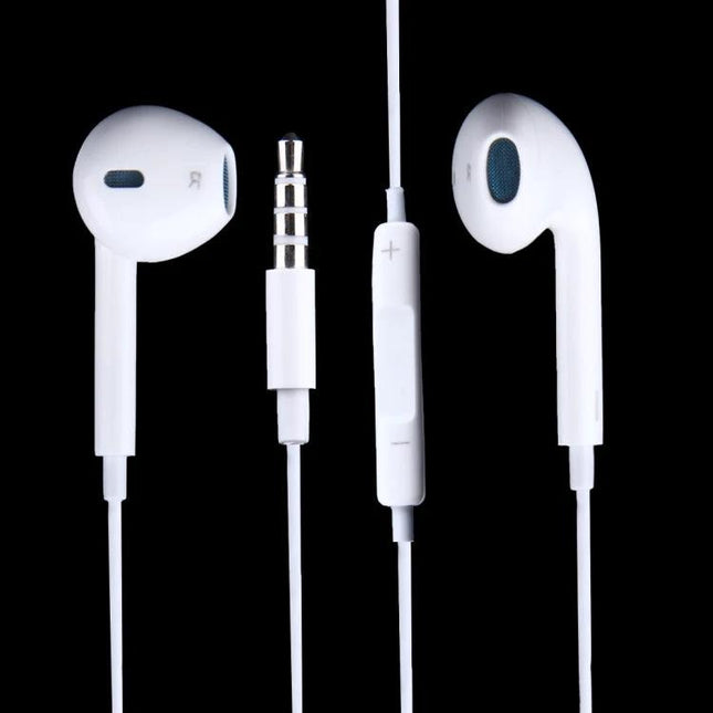Wired 3.5mm Earphones With Inline Microphone For Calls white earbuds with inline remote for calls and music, 1.2m cord