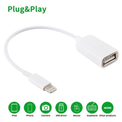 Handy Cable for Connecting Devices to iPhone in Daily Use - white Lightning to USB adapter for camera, keyboard and mouse, plug & play