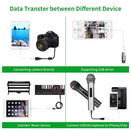 Handy Cable for Connecting Devices to iPhone in Daily Use - cable linking camera, keyboard, microphone and music device to iPhone/iPad for easy data transfer