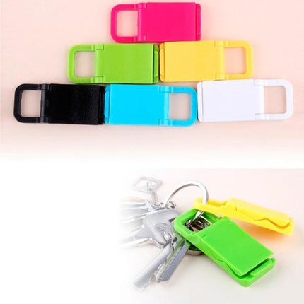 Compact Mini Universal Phone Holder for All Smartphones, 200-Piece Pack – assorted colorful compact phone holders shown stacked and attached to keyring