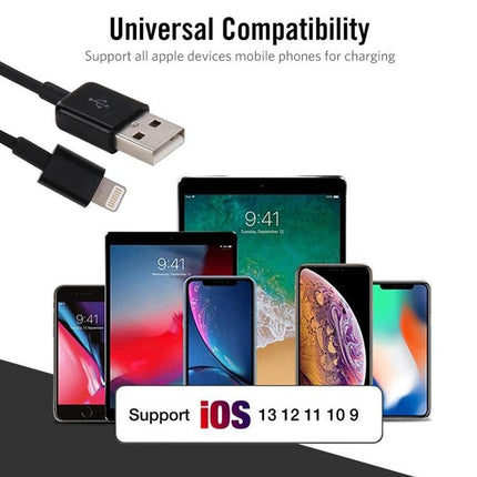 Short USB Cable for Everyday Device Charging and Syncing - 20cm compact USB to Lightning cable shown with multiple iPhones and iPad for tidy charging