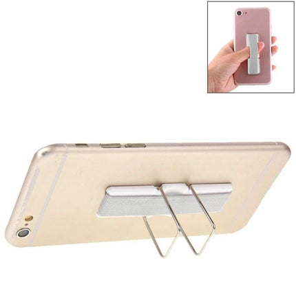 Universal Foldable Phone Stand with Finger Grip for Easy Holding shown on phone as foldable kickstand and secure finger grip