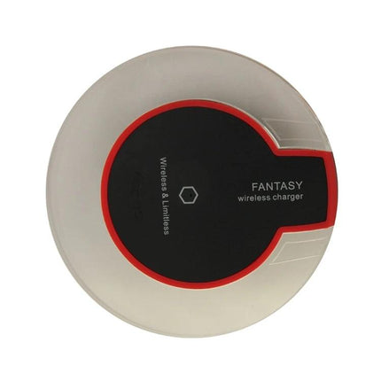 Convenient Charging Pad for Everyday Home Phone Use - round Qi wireless bedside charging pad with black red center