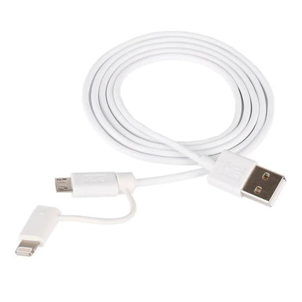 Essential USB Cable for Daily Device Charging on the Go - white USB to Lightning/Micro USB cable for charging and data sync
