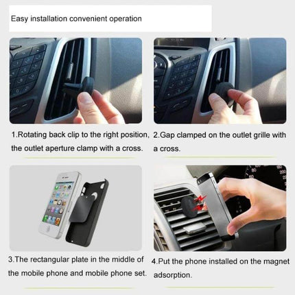 Air Vent Mount Clip For Smartphones Universal Car Phone Holder shown clipped to a vehicle air vent with smartphone mounted for hands-free navigation