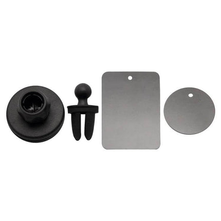 Air Vent Mount Clip For Smartphones Universal Car Phone Holder showing black vent clip, magnetic base and metal plates