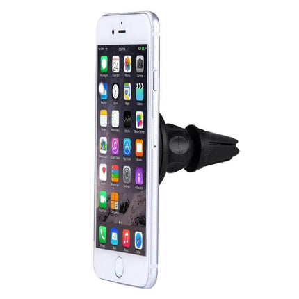 Air Vent Mount Clip For Smartphones Universal Car Phone Holder showing phone mounted on a car air vent with magnetic rubber-grip surface