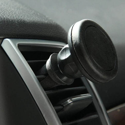 Air Vent Mount Clip For Smartphones Universal Car Phone Holder attached to car air vent, magnetic rubber-grip phone mount for hands-free navigation and calls
