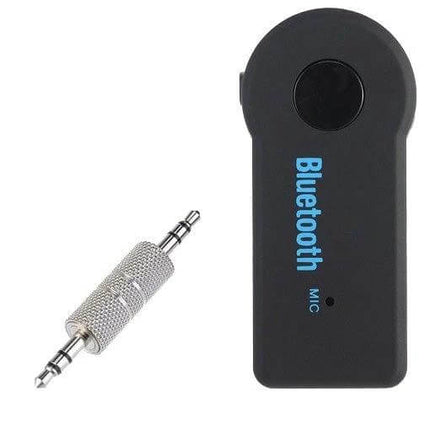 Car Bluetooth Handsfree Music Mic Receiver For Smartphones compact black Bluetooth audio receiver with 3.5mm adapter and built-in mic