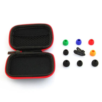 Wired In-Ear Earphones Tangle Resistant Cable For Commuting compact carrying case and multicolor ear tips with clip