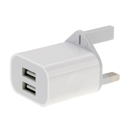 Compact USB Charger for Daily Device Charging Needs - white dual-port wall adapter for phone and headset charging while commuting