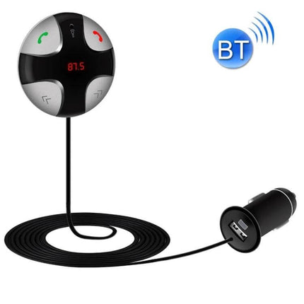 Bluetooth Car Charger With Hands Free Calling And Music Switching compact FM transmitter with call buttons, USB ports and TF card support