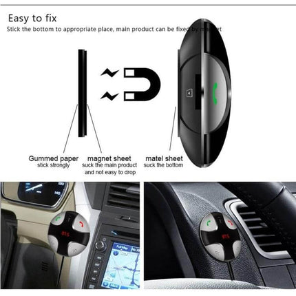 Bluetooth Car Charger With Hands Free Calling And Music Switching mounted on car dash for hands-free calls and wireless music switching