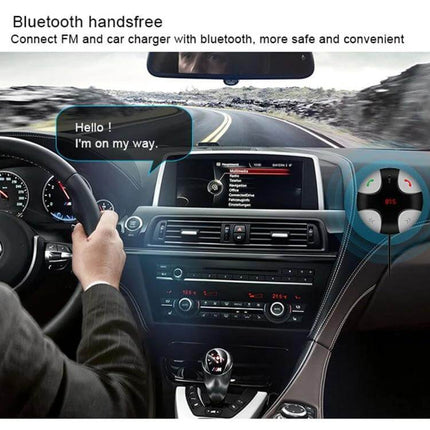 Bluetooth Car Charger With Hands Free Calling And Music Switching in car dashboard showing hands-free calling and music resume