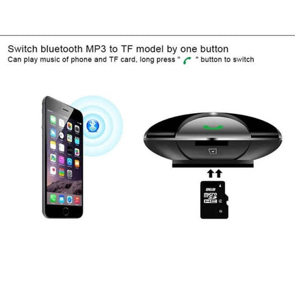 Bluetooth Car Charger With Hands Free Calling And Music Switching showing phone Bluetooth pairing and TF card slot