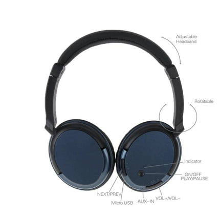 Lightweight Wireless Bluetooth Headphones For Commuting over‑ear navy foldable headset with controls mic and micro USB