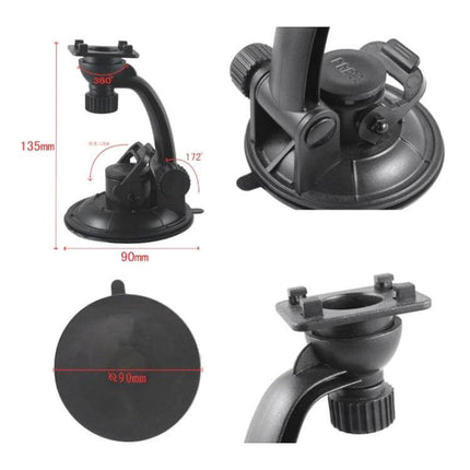 Tablet Car Mount Holder For iPad And Galaxy Tab Windshield Mount - adjustable suction cup holder for 100–195mm tablets, 360° rotation, compact black