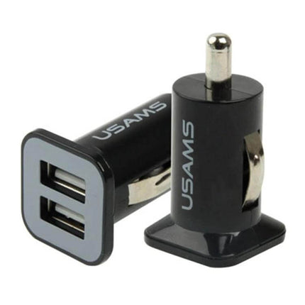 Car USB Charger Dual Ports 2.1A and 1A for Phones and GPS compact black dual USB car adapter with 2.1A and 1A outputs