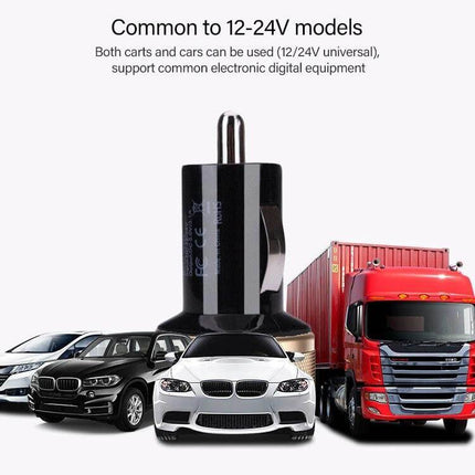Car USB Charger Dual Ports 2.1A and 1A for Phones and GPS – compact 12-24V car adapter with dual USB ports for phones, GPS, trucks and cars