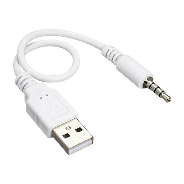Daily Cable for Syncing and Charging Your iPod Essentials white USB-to-3.5mm cable for iPod shuffle 2nd/3rd gen, everyday syncing and charging
