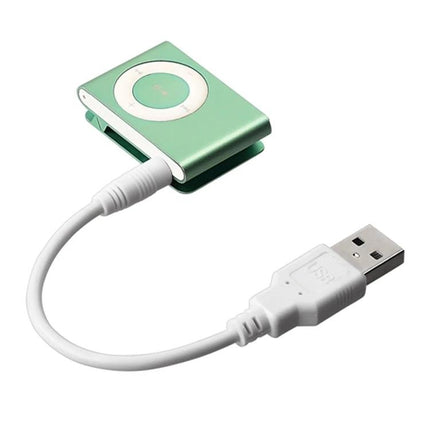 Daily Cable for Syncing and Charging Your iPod Essentials connecting green iPod Shuffle 2nd/3rd gen to USB for charging and syncing