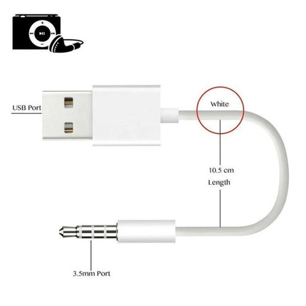 Essential Cable for Daily iPod Syncing and Charging at Home - white USB to 3.5mm iPod sync and charging cable, 10.5 cm length