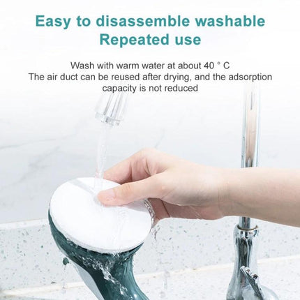 Secure Grip Handle for Everyday Bath and Shower Support being rinsed under faucet to show easy disassembly and washable reusable suction pad