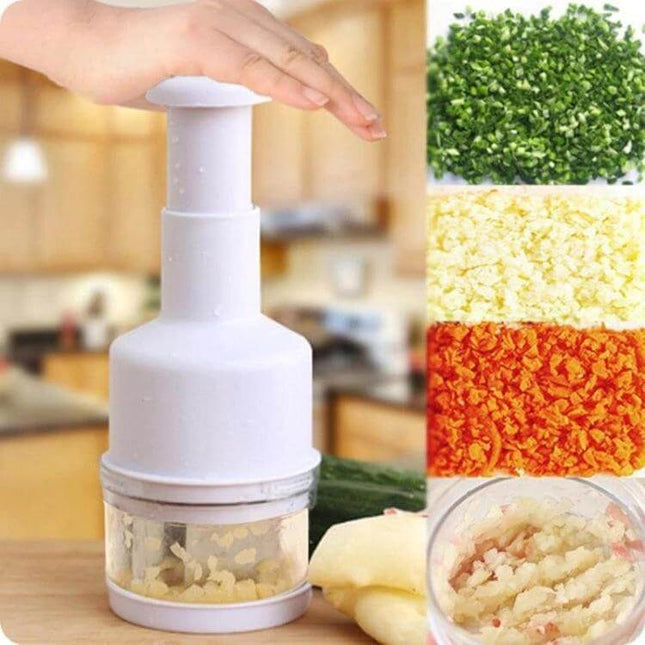 Stainless Steel Onion Cutter Slicing Onions, Ginger Garlic 22x8x8cm - compact press chopper for minced onions garlic ginger, double Z cutter for even slices