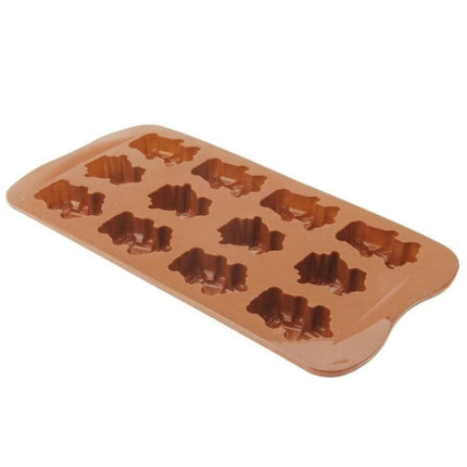Robot Shaped Ice Cube Tray 12 Cavity Silicone For Drinks - brown flexible silicone mold makes 12 robot ice cubes for parties, drinks, cocktails