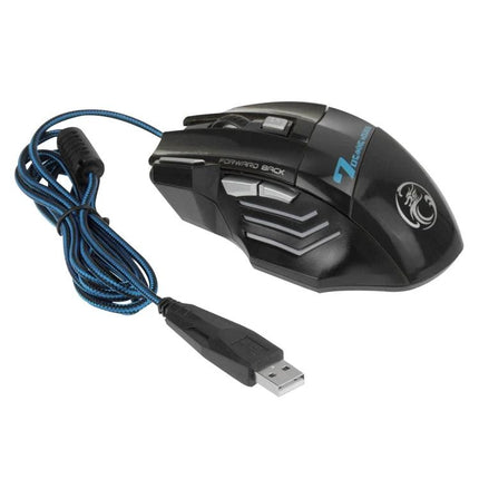 Ergonomic Wired Gaming Mouse for PC and Laptop Computing black USB mouse with 7 buttons, braided cable and ergonomic design for long gaming sessions
