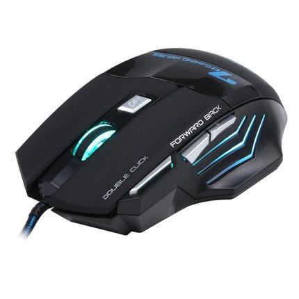 Ergonomic Wired Gaming Mouse for PC and Laptop Computing - black 7-button ergonomic wired mouse with illuminated scroll wheel and forward/back buttons