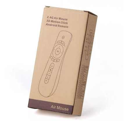 T2 Wireless Air Mouse for Desktop and Laptop Navigation boxed product shot showing remote and packaging for presentations and media control