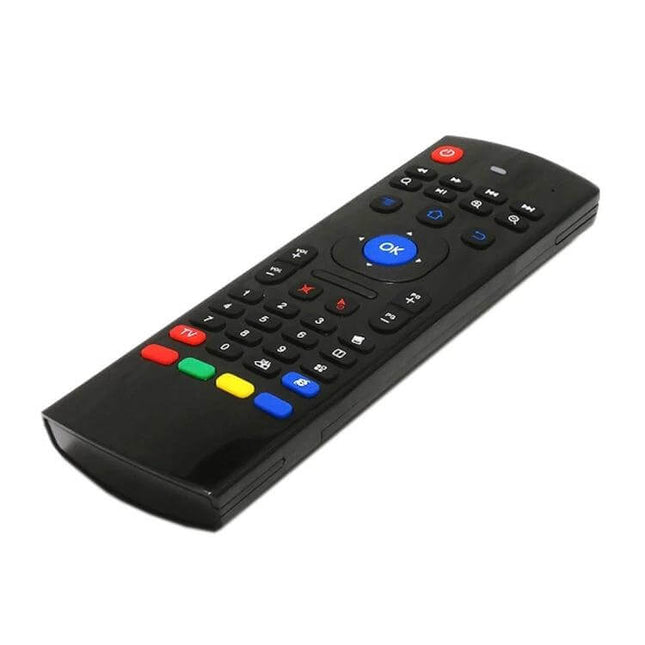 Wireless Air Mouse with Keyboard for Android TV - black compact air mouse remote with integrated keyboard and navigation buttons