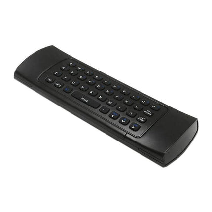 Wireless Air Mouse with Keyboard for Android TV black compact air remote with QWERTY keyboard and navigation buttons
