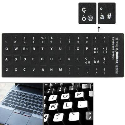Italian Keyboard Stickers for Laptop and Desktop Computers - black Italian letter and symbol key stickers for laptop and desktop keyboards