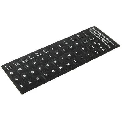 Spanish Keyboard Layout Stickers for Laptops and Desktops - black adhesive Spanish key stickers showing accented characters for laptops and desktops