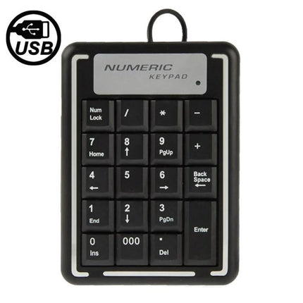 Compact USB Numeric Keypad for Notebooks with 19 Keys - black USB numeric keypad for data entry and accounting
