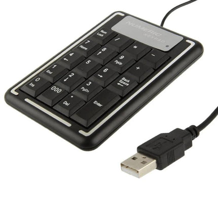 Compact USB Numeric Keypad for Notebooks with 19 Keys - black wired numeric keypad for accounting and data entry