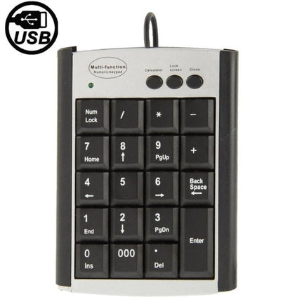 Portable USB Numeric Keypad for Notebook Computers with 19 Keys - ultra-thin wired USB numeric pad for spreadsheets and data entry