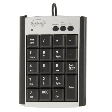 Portable USB Numeric Keypad for Notebook Computers with 19 Keys - ultra-thin wired 19-key numeric keypad for spreadsheets and data entry