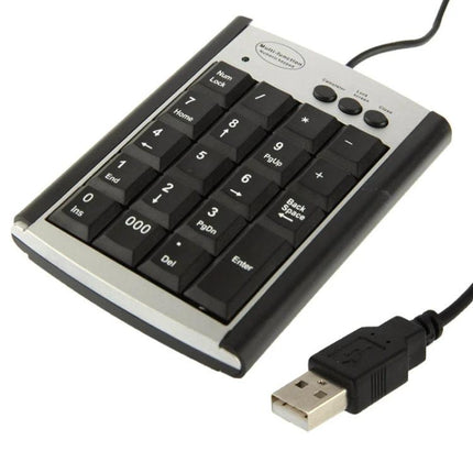 Portable USB Numeric Keypad for Notebook Computers with 19 Keys - ultra-thin wired USB numeric keypad for spreadsheets and data entry